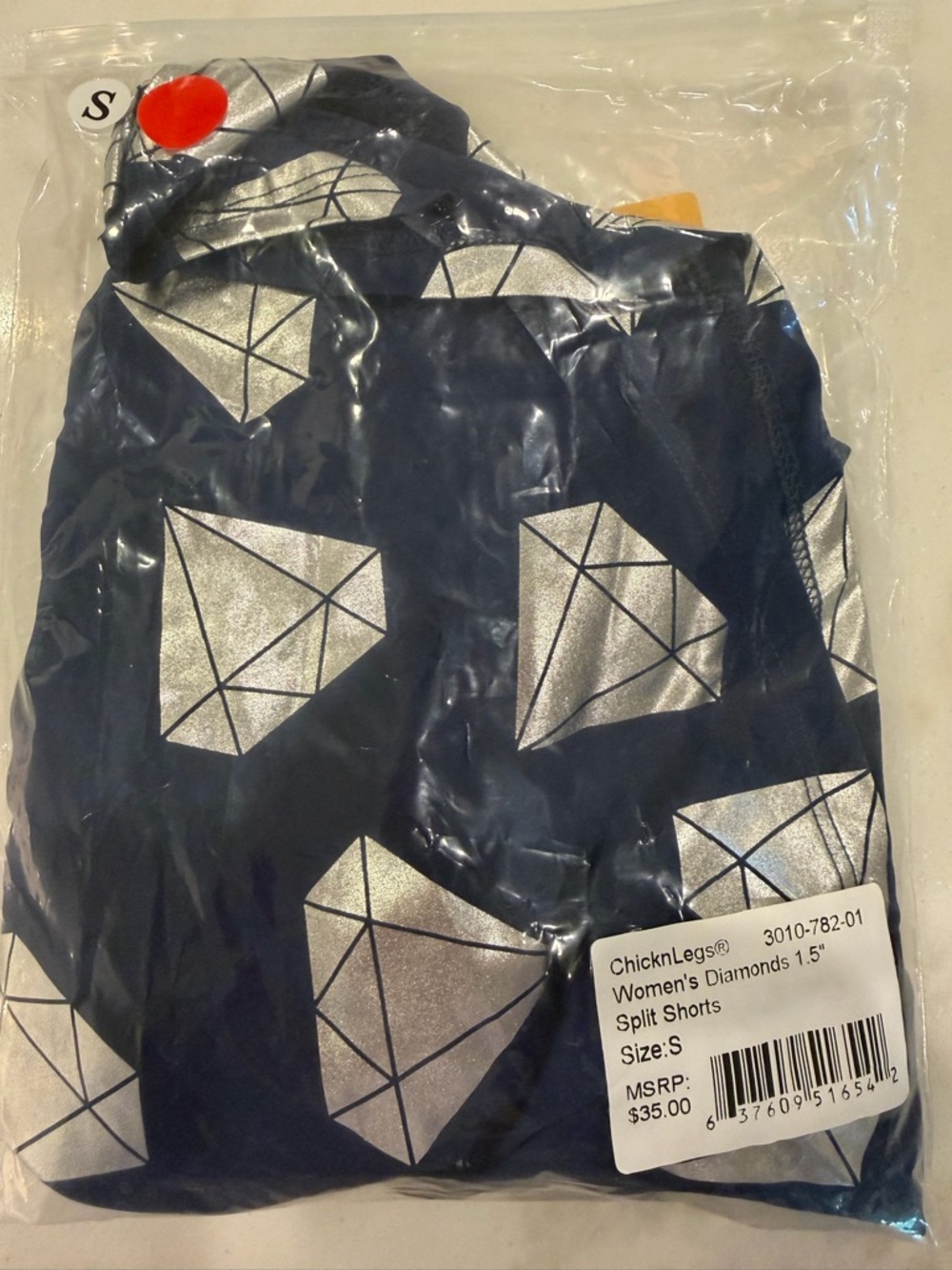 Chicknlegs Women's Navy Diamond-Print Athletic Shorts - Picture 4 of 4